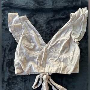 Elegant Cream Eyelet Women Top